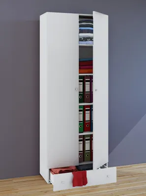 Produktbild von VCM Holz Kleiderschrank | 5 Fächer mit Schublade | 2 Drehtüren | Maße ca. B. 70 x  H. 196 x T. 40 cm – Vandol S