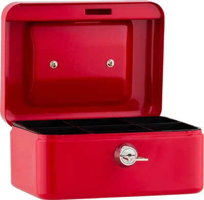 Obrázok produktu pre NEU!! Pokladnička, 15,2 x 11,5 x 8 cm, s mincovníkom, ČERVENÁ