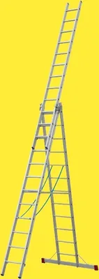 A multi-purpose ladder is shown against a plain yellow background.
