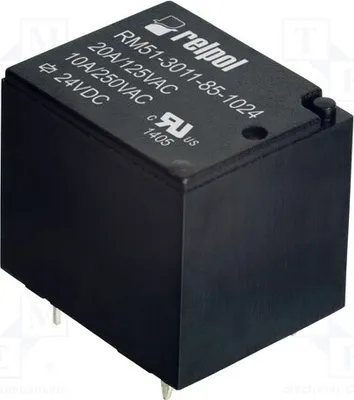 Obrázok produktu pre 1x Relé: elektromagnetické, 10A/250VAC, cievka: 24VDC, 10A, typ RM51-3011-85-1024