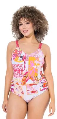 Produktbild von Ulla Popken Damen große Größen Übergrößen Plus Size Badeanzug Patrizia, Wild Par