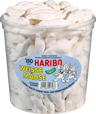 Obrázok produktu pre HARIBO 40706 Ovocné želé WHITE MICE Penový cukor 150 ks.