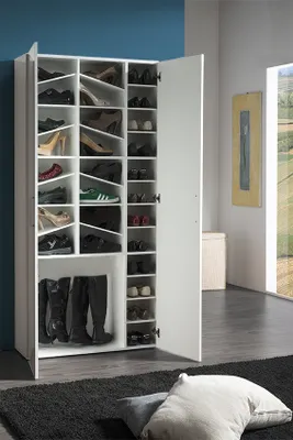 Produktbild von Schuhschrank Garderobenschrank Flurschrank Schuhkipper Schrank weiß "Girl I"