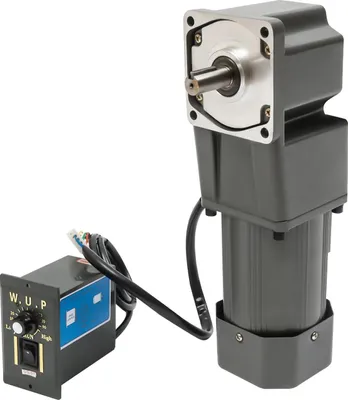 Produktbild von 120W AC-Getriebemotor, Reduktionsmotor mit Drehzahlregler, 1:30 (30K), 220V, 45 U/min, dunkelgrau, 15 mm Welle