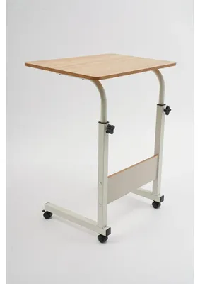 Produktbild von Rollbarer Computertisch - Höhenverstellbarer Laptopständer - Maße 61×41 cm - L-Form - Metallgestell - Rollen mit Bremse - Khaki