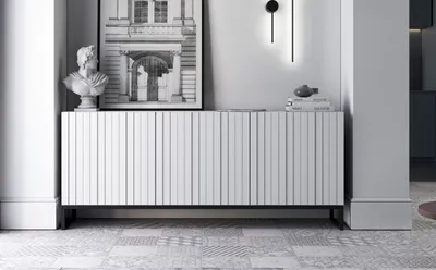 Produktbild von Glamour Kommode RTV Weiß matt Elpis 3D - Modern - Lindner Möbel - 168cm x 36,5cm x 72 cm, Farbe: Weiß matt- Italienische Tiefmattfolie