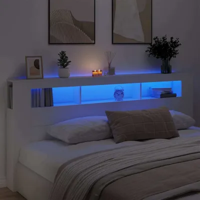Produktbild von Cloris Designermöbel LED-Kopfteil Weiß 220x18,5x103,5 cm Holzwerkstoff 2024 Neu