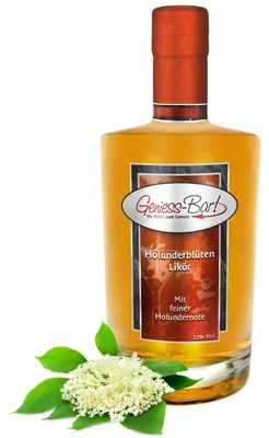 Produktbild von Holunder Blüten Likör 0,35L mit wunderbarem Holunderblüten Aroma 22% Vol