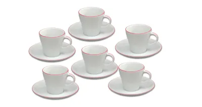 Obrázok produktu pre Thun 1794 Tom, šálky a podšálky na espresso, červená linka, Thun, 6 ks