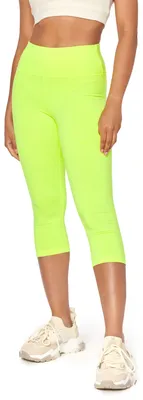 Image de Bellivalini Neon Leggings Femme Taille Haute 3/4 BLV50-298 (Jaune fluo, S)