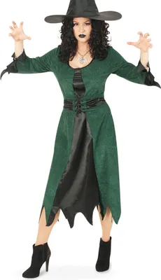Produktbild von Waldhexe Hexen Kleid Grün mit Gürtel Gr. 46 Halloween Karneval Fasching Party