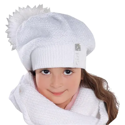 Produktbild von Mädchen Winter Mütze Schlauchschal Loop Set Bommel Strick Glitzer