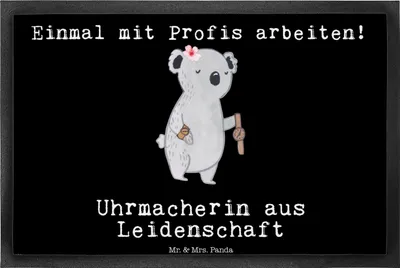 Produktbild von Mr. & Mrs. Panda fußmatte Uhrmacherin Leidenschaft 40 x 60 cm - Schwarz - Geschenk, Schmutzfangmatte, Schmutzmatte, Gummimatte, Fußabtreter, Schmutzfänger