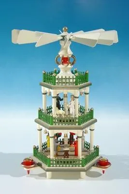 Produktbild von Tischpyramide Christi Geburt 3 Etagen weiß historisch BxHxT 24,5x35x24,5cm NEU