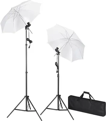 Produktbild von vidaXL Fotostudio-Set mit Leuchten, Schirmen, Hintergrund, Reflektor