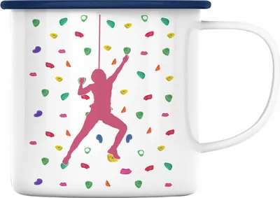 Produktbild von Trendation - Klettern Emaille Tasse Geschenk Hobby Kletterer Geschenkidee Lustige Emaille Tasse (Blau)
