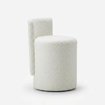 Productafbeelding van Modern witte hocker, elegante hocker, gestoffeerde hocker, zitbankje