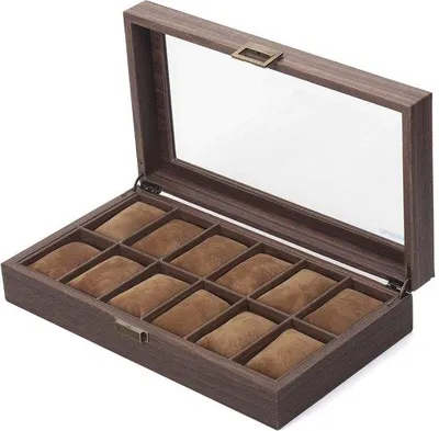 Produktbild von Famanu Uhrenbox mit Uhrenkissen - Glasdeckel, Kunstleder