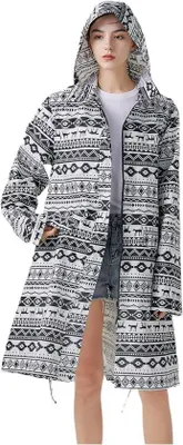 Produktbild von Famanu Regenjacke für Damen, wasserabweisend mit Kapuze - Schwarz, Größe L