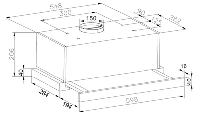 Produktbild von Amica FH 664 635 E, 401 m³/h, Abluft/Umluft, A, A, F, 37 dB
