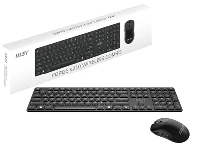 Produktbild von MSI FORGE K210 WIRELESS COMBO, Volle Größe (100%), Kabellos, USB, Mechanischer Switch, Schwarz, Maus enthalten