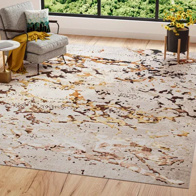 Obrázok produktu pre Tapiso koberec GOLDEN Moderný krátky vlas krémový zlatý ÖKOTEX 200 x 300 cm