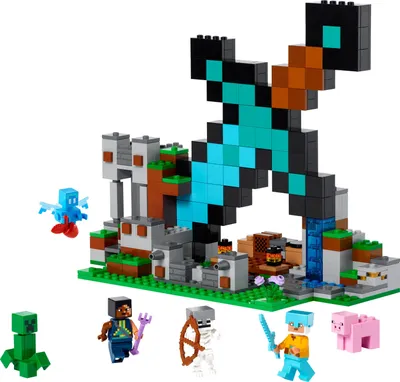 Produktbild von LEGO 21244 Minecraft Der Schwert-Außenposten Set, Spielzeug mit Creeper, Soldat, Wachkrieger und Skelett-Figuren, Set für Jungen und Mädchen ab 8 Jahren