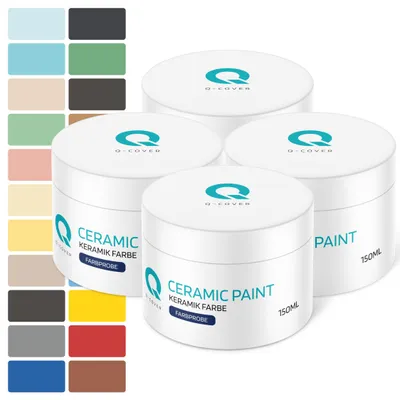 Produktbild von Keramik Farbe | Wandfarbe | Innenfarbe | Abwaschbar | Klasse 1 Mattfarbe Deckenfarbe Scheuerfest Küche | Muster 150 ml | Q-Cover