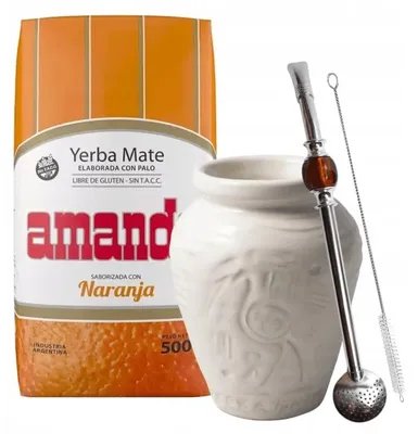 Productafbeelding van Startpakket voor Yerba Mate Amanda, smaak Sinaasappel (Naranja), inclusief matero en bombilla