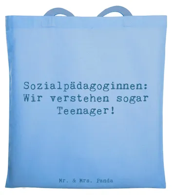 Produktbild von Mr. & Mrs. Panda dokumententasche Spruch Sozialpädagogin Herz - Sky Blue - Geschenk, Jugendhilfe, Schultasche, Pädagogin, Geschenke für Berufstätige, Berufsalltag, Tasche