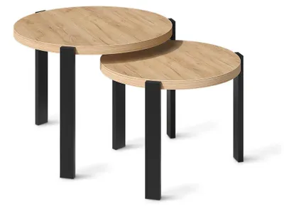 Obrázok produktu pre Súprava konferenčného stolíka Vicco Norin Dub Goldkraft/čierna 60 x 60 cm, Model 61834