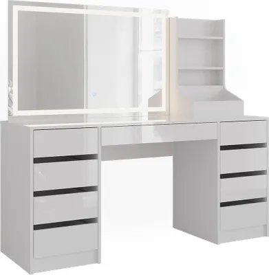 Obrázek produktu pro Toaletní stolek Vicco Sherry Bílá/bílý vysoký lesk 158.2 cm 3 díly, Model 57664