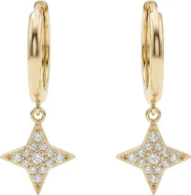 Produktbild von 375 Echtgold Creolen mit Stern Anhänger Damen