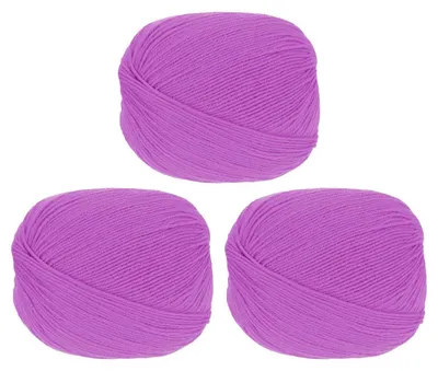 Image de Fil à broderie pour crochet, 3 pelotes de 100g, 280 mètres, couleur rose, 100% laine Reine