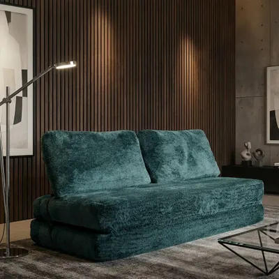 Immagine prodotto di Divano letto in tessuto bouclè petrolio compresso cm 150x100x80