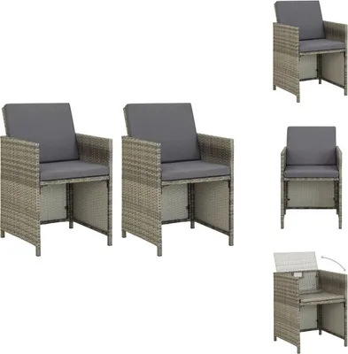 Immagine prodotto di vidaXL Sedie da giardino 2 pezzi con cuscini in poly rattan grigio - Sedie da giardino