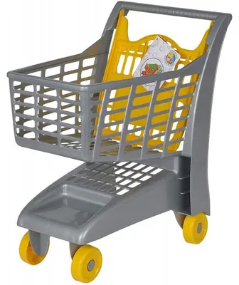 Image de Chariot de supermarche gris et jaune - marchande - jeu d'imitation - supermarche, epicerie