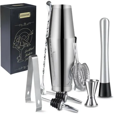 Immagine prodotto di Set per cocktail, 700/600 ml, 8 pezzi, acciaio inossidabile, colore argento, con accessori