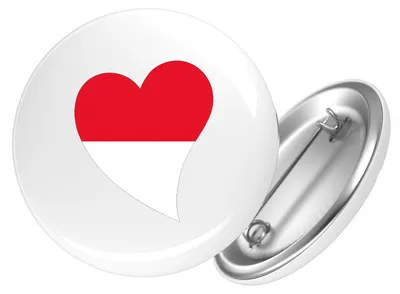 Produktbild von Huuraa Button Indonesien Flagge Herz 59mm rund mit Sicherheitsnadel Ansteckbutton Geschenkidee