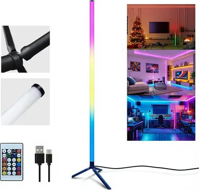 Produktbild von Intelligente LED-Eck-Stehleuchte mit Fernbedienung, RGB-DIY-LED-Farbwechsel-Ambientebeleuchtung, geeignet für Wohnzimmer und Spielzimmer.