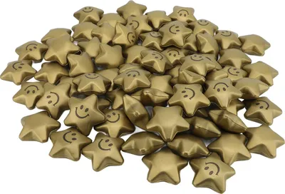 Immagine prodotto di 72 palline antistress a forma di stella da 2 pollici inPoliuretanoper rafforzare le mani Mini giocattolo con faccina sorridente Oro