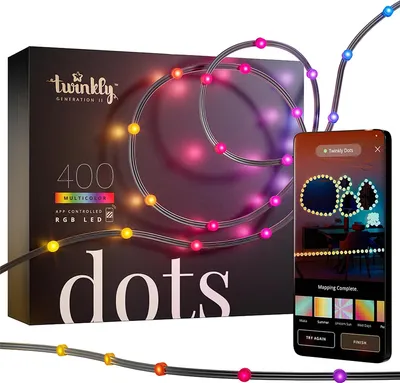 Produktbild von Twinkly Punkte 20m, mehrfarbiger LED-Streifen für Außen- und Innenraum-, IP44-flexible RGB, 16m + Farben, appgesteuert, 400 LEDs Twinkly