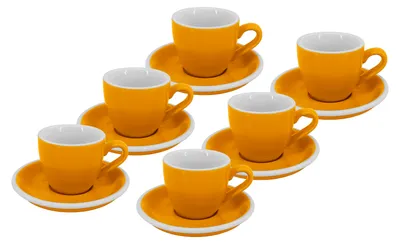 Immagine prodotto di Set da 6 pezzi - Tazza da caffè con piattino Roma, 75 ml, giallo