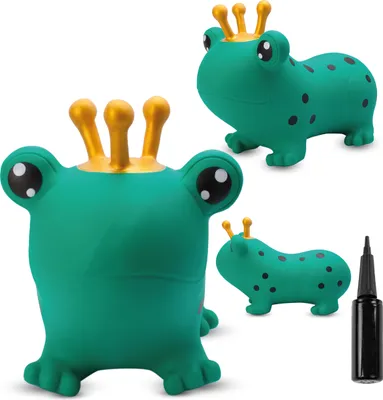 Produktbild von SUN BABY hüpftiere ab 1 Jahr mit Pumpe aufblasbares Hüpfspielzeug aus hochwertigem und strapazierfähigem Gummi grüner Frosch mit Krone