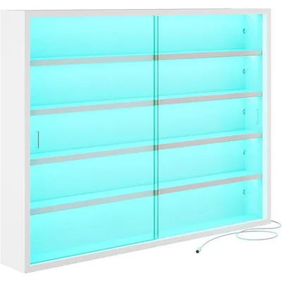 Obrázek produktu pro 5patrová skleněná vitrína s LED osvětlením DJ504644, 11 x 80 x 60 cm, bílá