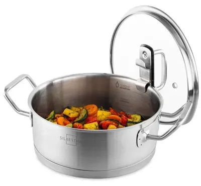 Produktbild von SILBERTHAL Kochtopf Induktion 20 cm - Edelstahl - 2,5L - Topf mit Deckel zum Einhängen - Für alle Herdarten