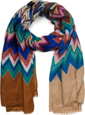 Produktbild von styleBREAKER Damen Schal mit buntem Zick Zack Zacken Muster, Stola mehrfarbig gezackt 01017154