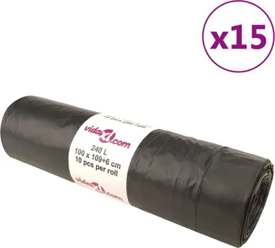 Produktbild von Müllsäcke mit Zugband 150 Stk. Schwarz 240 L