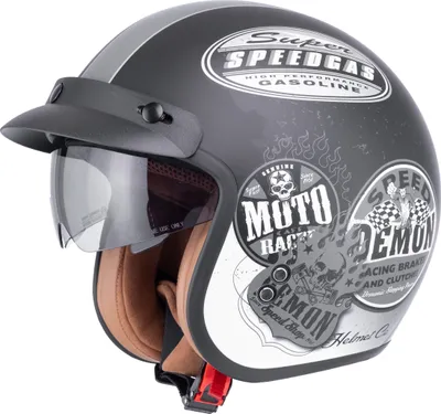 Produktbild von Jethelm mit ausklappbaren Visier und Sonnenblende Halbschalenhelm Motorradhelm Rollerhelm Sturzhelm Mofahelm ECE 22-06, Schwarz Flower, M(57-58CM)