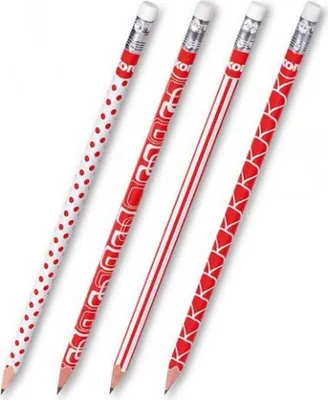 Produktbild von Dreieckiger Bleistift Kores - rot und weiß / HB